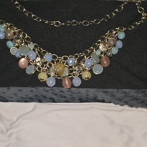 Elegant Gold and Pastel Beaded Necklace
